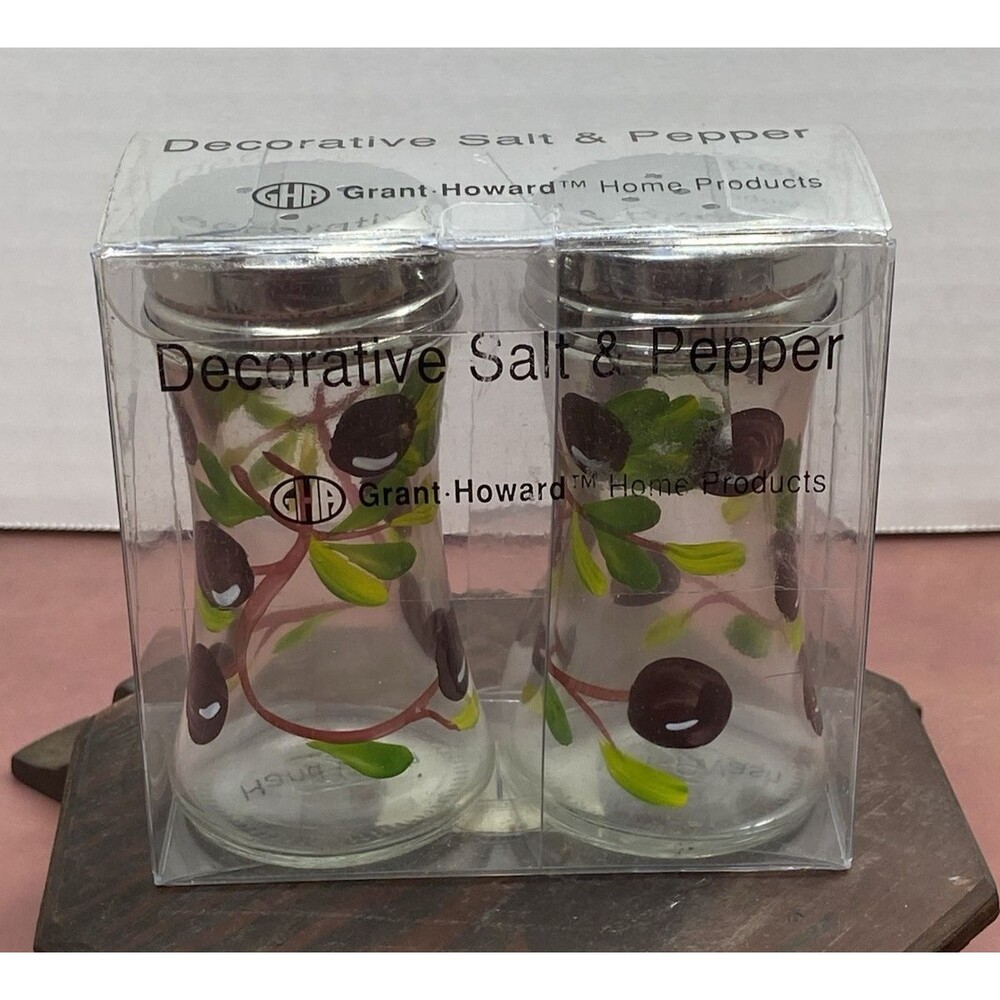 GHA Grant Howard Home Products Decorative Olive Tapered Salt & Pepper Set